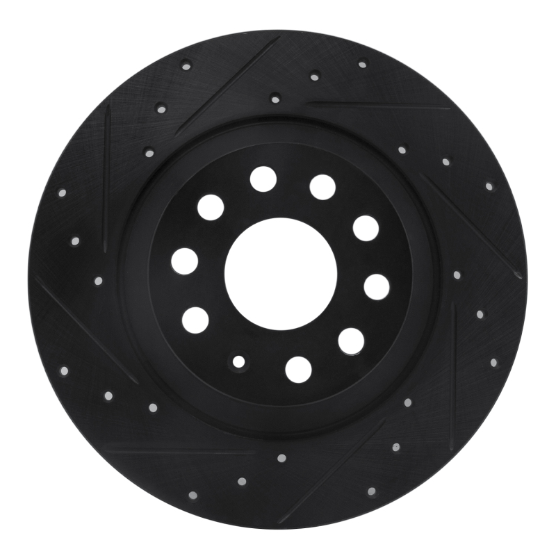 Audi TT Quattro Brake Rotor (1) - Rear Left - R1 Concepts - Drilled & Slotted - Black - `16-`25